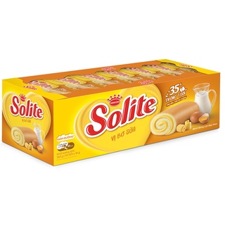 Bánh bông lan cuộn kem vị lá dứa, dâu, kem bơ sữa, socola Solite hộp 360g