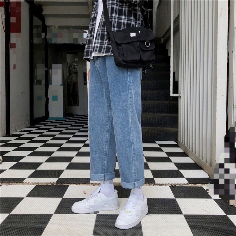 Quần jeans nam ⚡BH 1 ĐỔI 1⚡ quần bò baggy nam ống xuông phong cách Hàn Quốc  2021_HALLO STORE