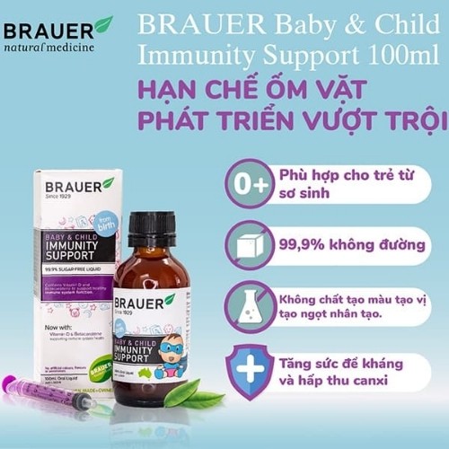 Siro Brauer Immunity Tăng Đề Kháng 100ml Cho Trẻ Sơ Sinh Đến 12 Tuổi