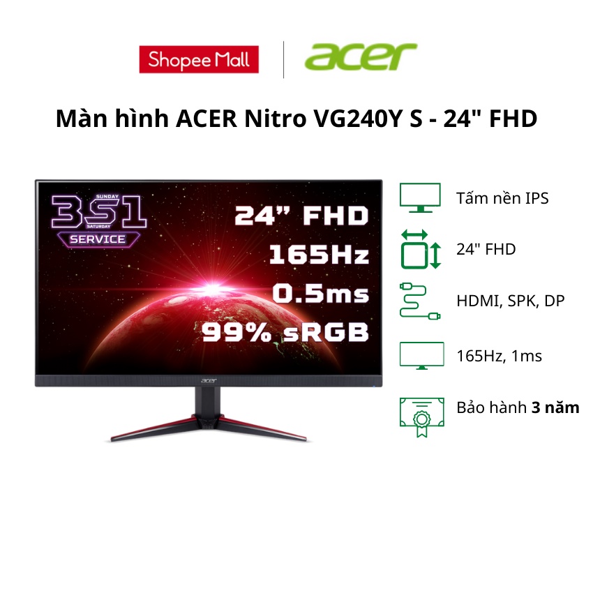 Màn hình máy tính Acer Nitro VG240Y S - 24 inch FHD