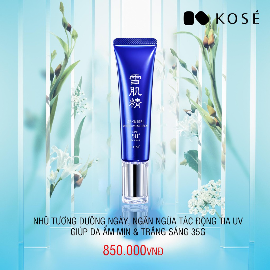 NHŨ TƯƠNG DƯỠNG NGÀY KOSE SEKKISEI WHITE UV EMULSION LÀM TRẮNG DA SPF50+/PA++++ 35G CHÍNH HÃNG