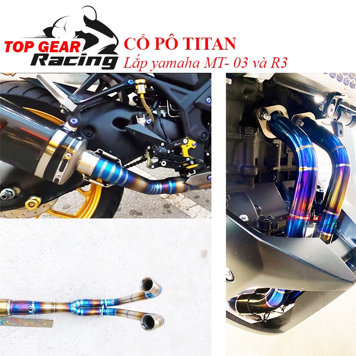 Cổ Pô Yamaha R3 và MT03 Titan Bầu Tổ Ong Họng Ra 51mm