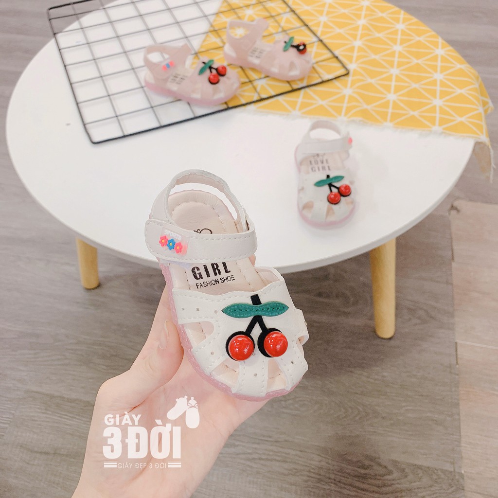 Sandal Giày Tập Đi Rọ Cherry 3DG26 GIAY3DOI Cho Chân Bé 11.5-15.5 cm Siêu Nhẹ, Siêu Êm