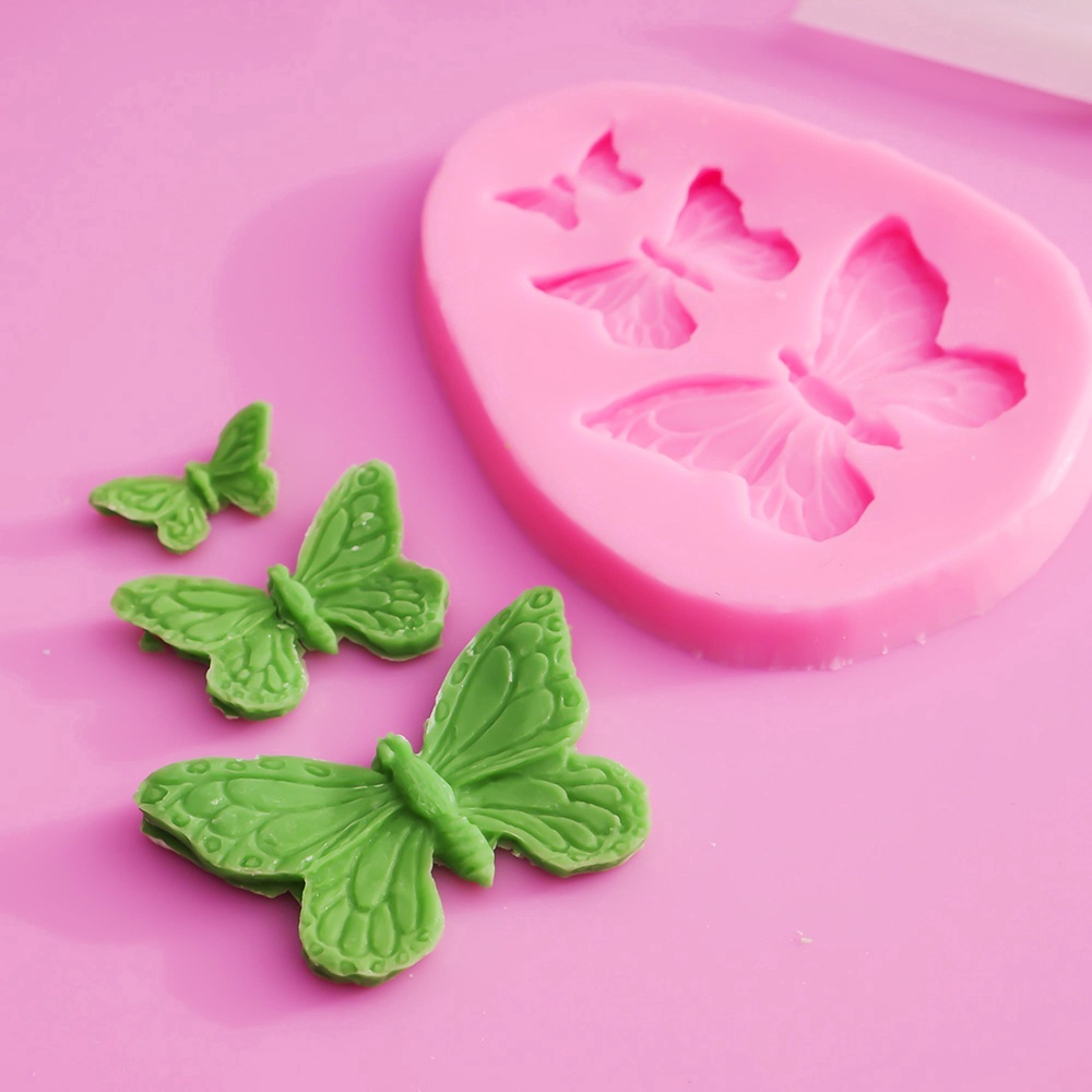 Khuôn Silicone Làm Bánh Hình Bướm 3D 3 Ngăn Tiện Dụng