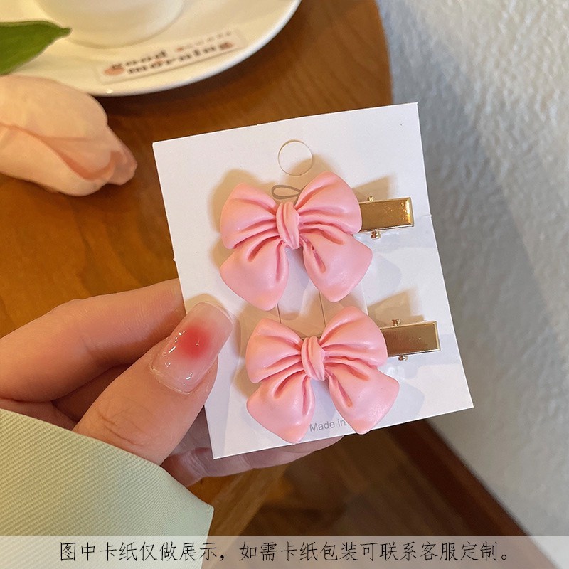 Kẹp tóc, kẹp mỏ vịt thiết kế nhỏ nhắn dễ thương tone hồng cho bé gái ( set 2 chiếc )