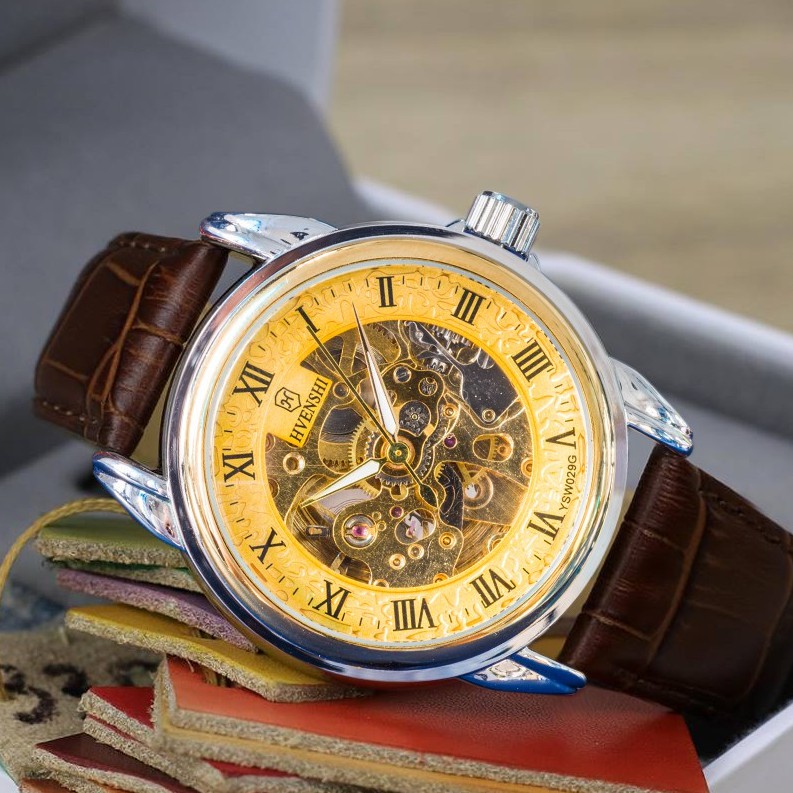 Đồng hồ cơ nam automatic Chính Hãng HVENSHI - đồng hồ cơ lộ máy 2020