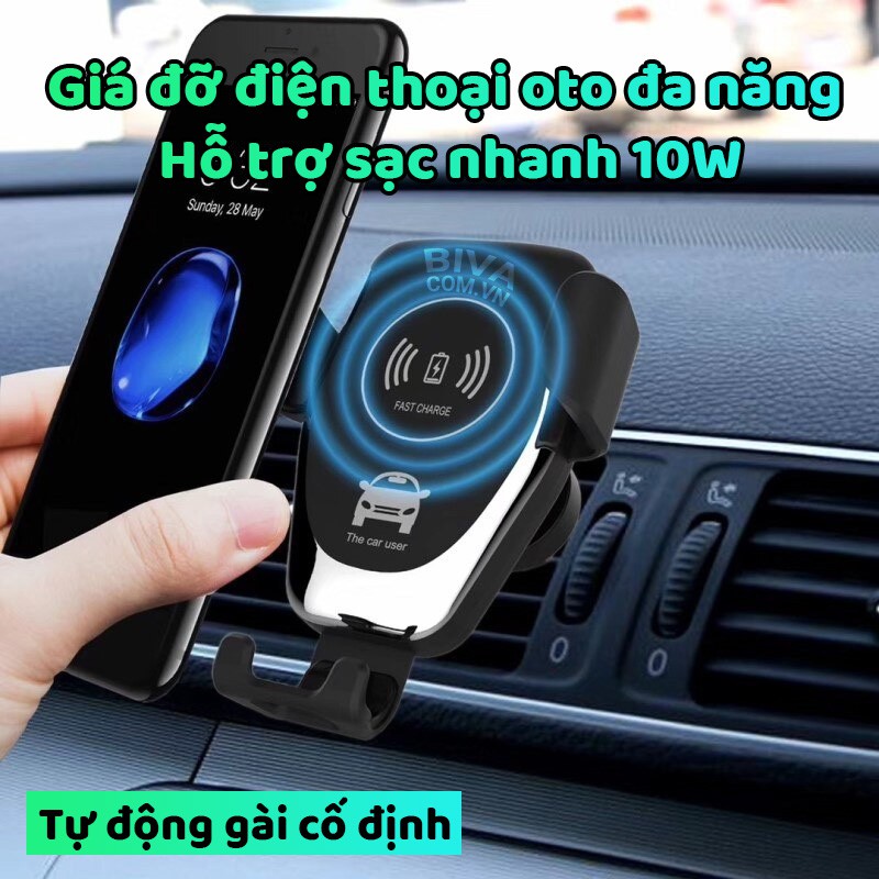 Giá đỡ điện thoại trên ô tô hỗ trợ sạc không dây 10W