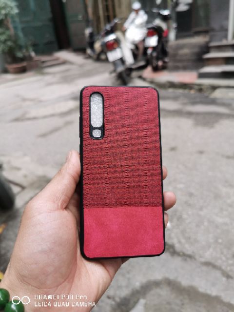 Ốp lưng Silicon mềm lưng da kết hợp vải cho Huawei P30