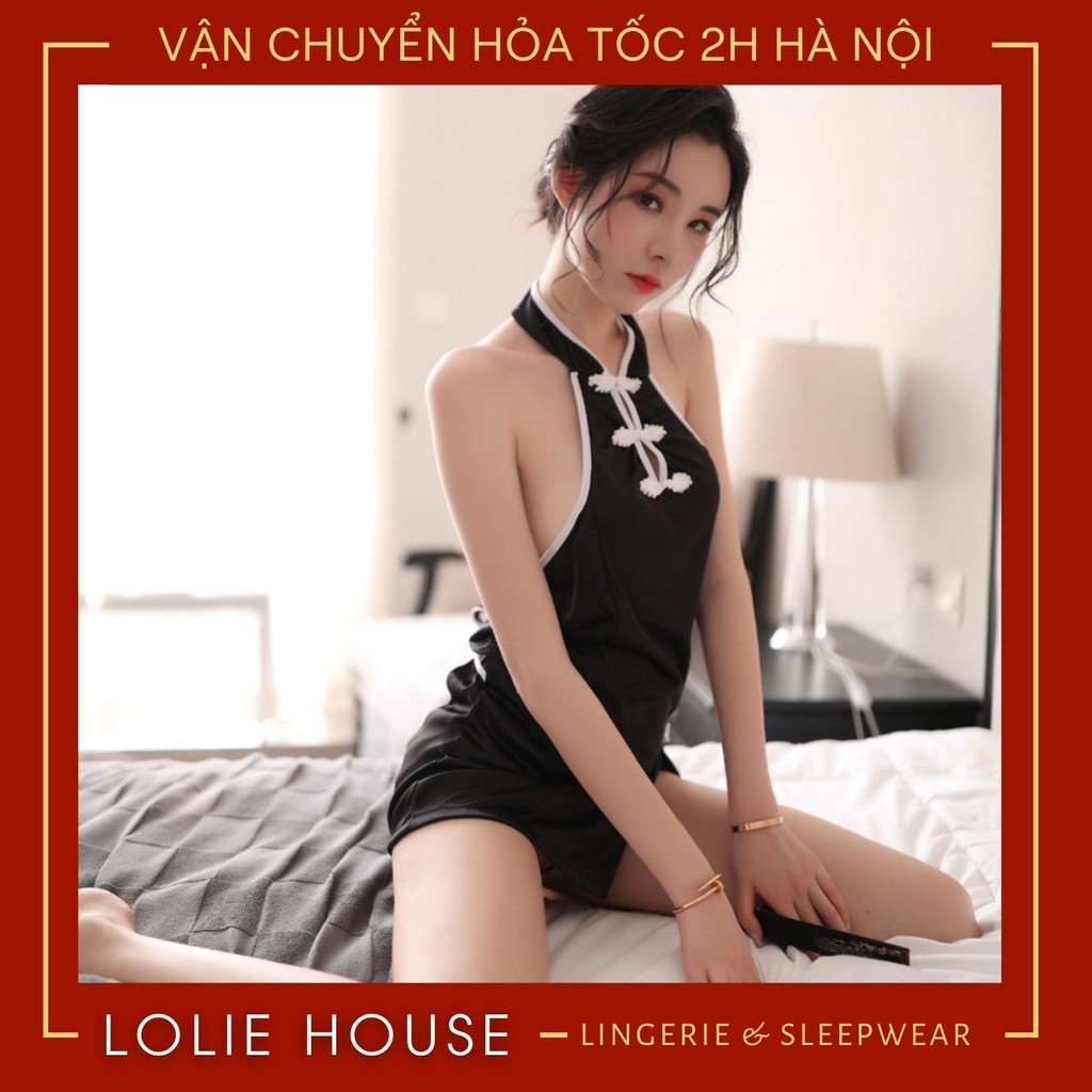 Cosplay Sườn Xám Nút Trắng Xẻ Tà Sexy - Set váy ngủ sexy cosplay sườn xám LOLIE HOUSE - CP16 | BigBuy360 - bigbuy360.vn