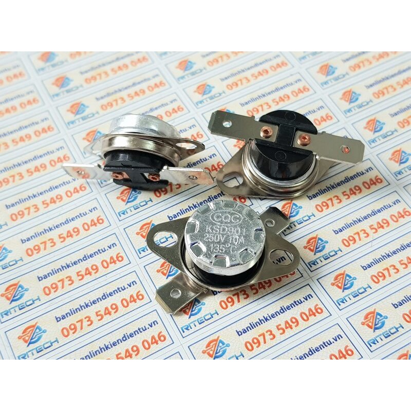 [combo 3 chiếc] Relay nhiệt KSD301 135 độ 10A 250V thường đóng