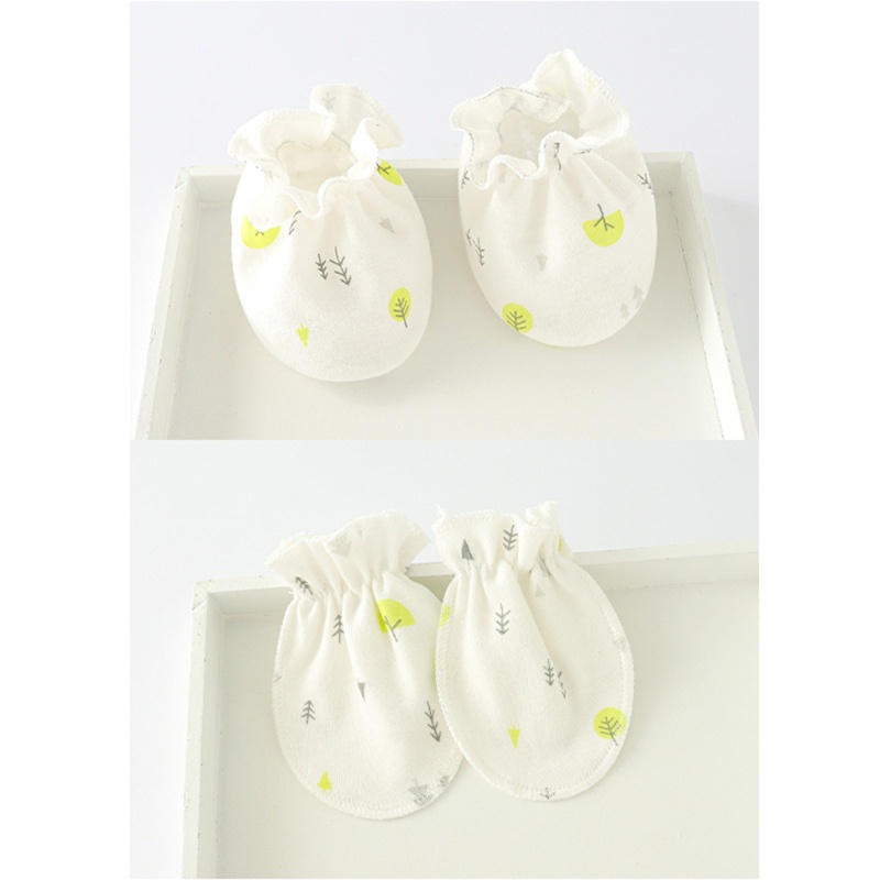 Bộ 3 Găng Tay + Mũ + Găng Tay Chống Cào Xước Xinh Xắn Cho Bé 0-3 Tháng Tuổi