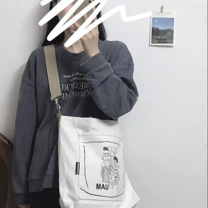 Túi Đeo Vai Vải Canvas Cỡ Lớn Thiết Kế Đơn Giản Cá Tính