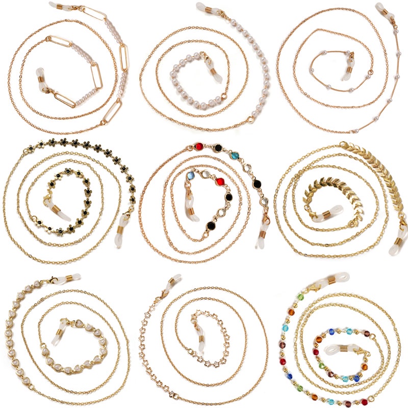 Dây Đeo Mắt Kính Đính Ngọc Trai Giả Nhiều Màu Phong Cách Hàn Quốc Dễ Thương