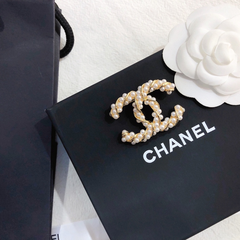 Ghim Cài Áo Hình Chữ C Đính Ngọc Trai Giả Thời Trang