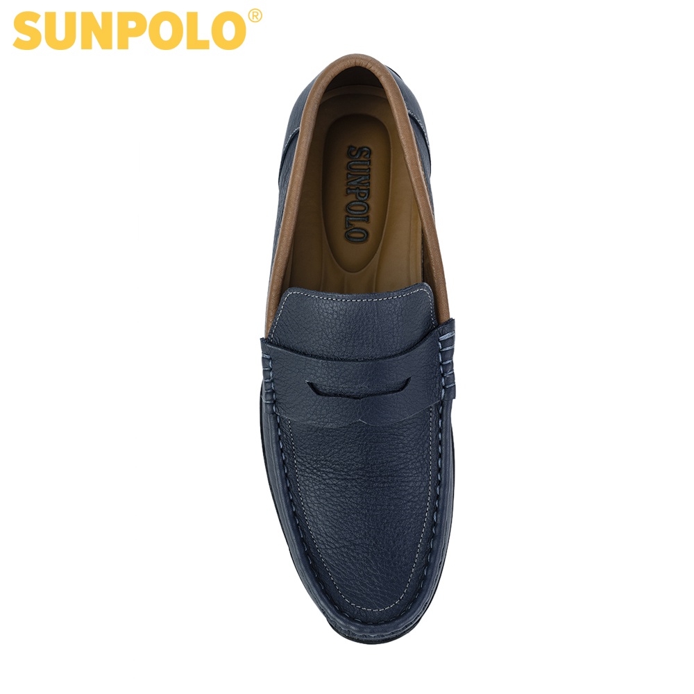 Giày lười nam Da bò cao cấp SUNPOLO đi làm công sở, đi chơi Màu Xanh Navy - KT2588XA