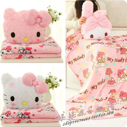 ❤❤Bộ Chăn Gối 2 Trong 1 Hình Hello Kitty Mềm Mại