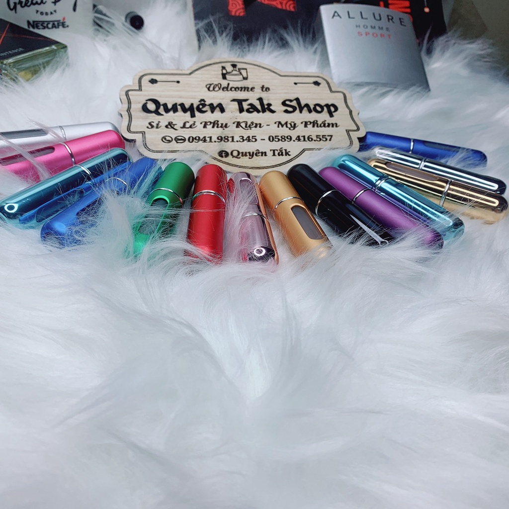 Chai lọ rỗng đựng nước hoa, chiết tự động dạng xịt nhiều màu sắc 5ml
