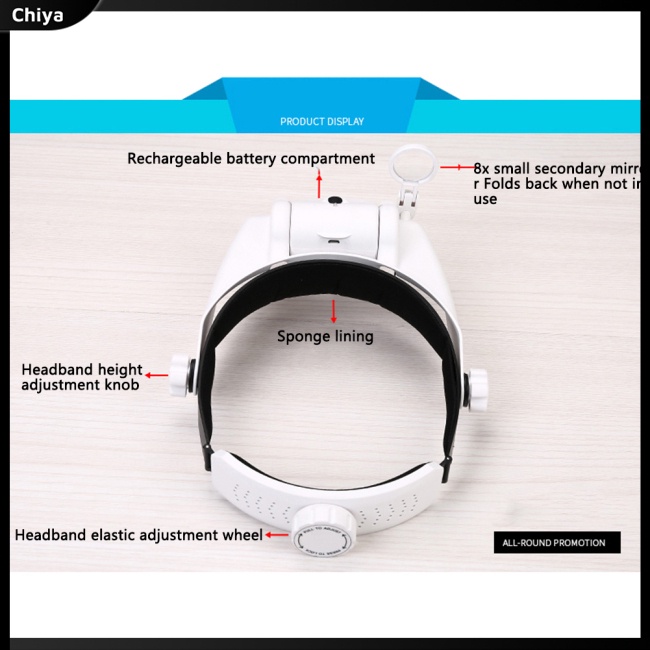 Kính Lúp Đeo Đầu 1.5x 2x 8x 6 Có 3 Đèn Led Sạc Usb Tiện Dụng