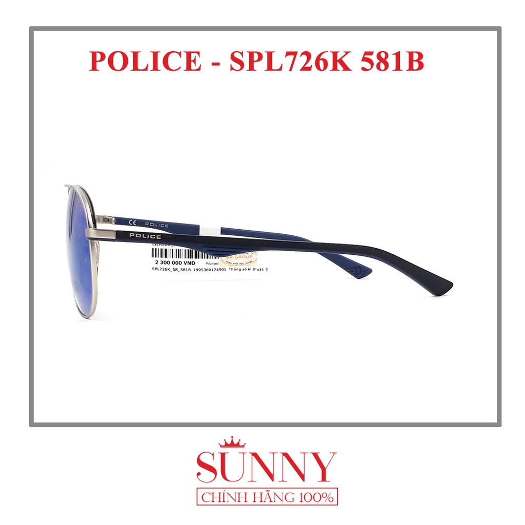Kính mát thời trang chính hãng Police SPL726K nhiều màu, thiết kế dễ đeo bảo vệ mắt