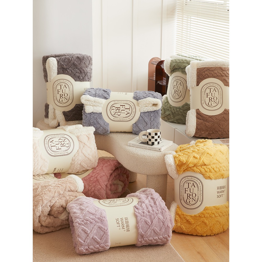 Chăn lông cừu TAFURONG siêu dày nặng 3kg lông mịn mượt mềm mại Mịn Decor