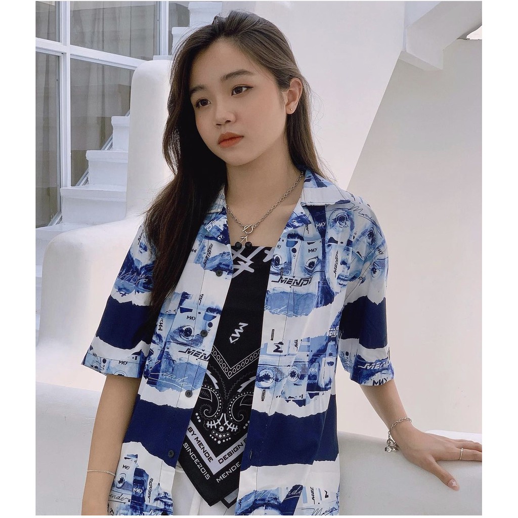 Sơ mi Họa Tiết MENDE CASSETTE Tay Ngắn Cổ Vest Thời Trang Unisex Vải Lụa Chéo | BigBuy360 - bigbuy360.vn