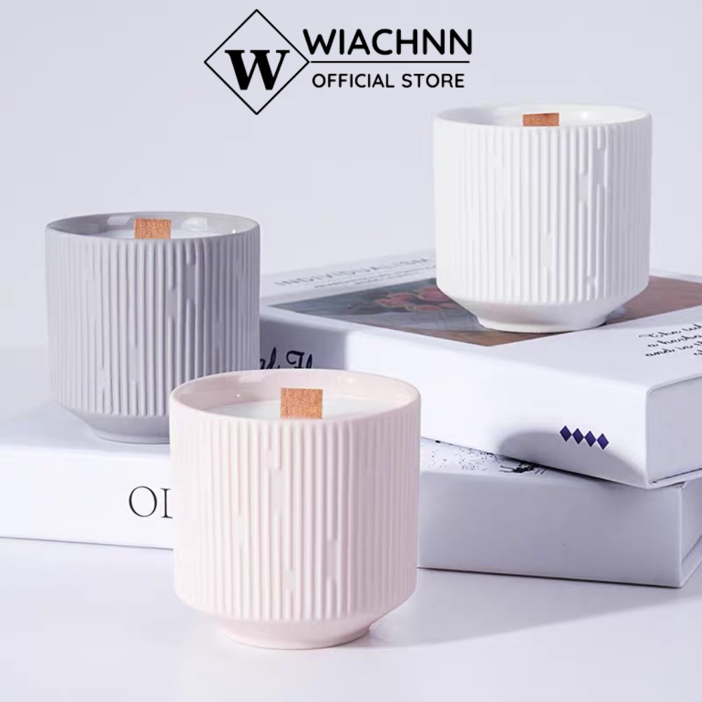 Nến Thơm Retro Bấc Gỗ WIACHNN Sáp Dừa Thiên Nhiên Cao Cấp Khử Mùi Trang Trí 356G