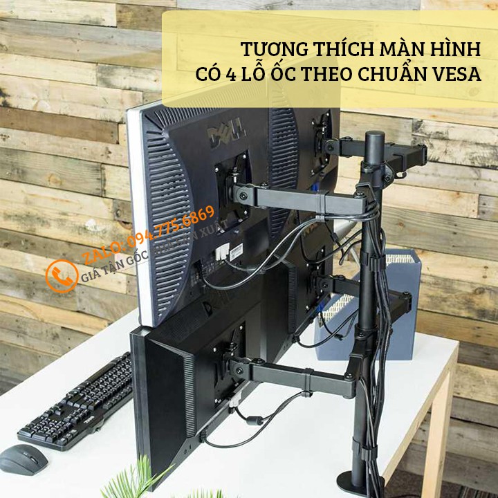 Giá Treo 4 Màn Hình Máy Tính 17 - 27 Inch - Model: M054 - Tay Đỡ Bốn Màn Hình Xoay 360 Độ - Tải Trọng 8Kg 1Tay