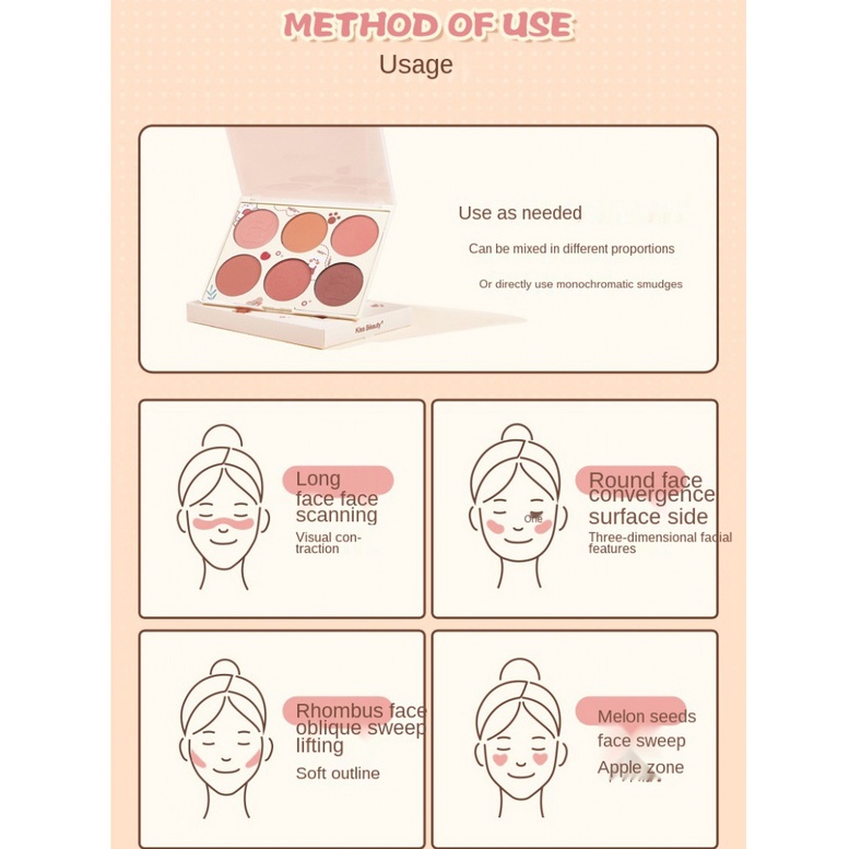 Phấn má hồng Kiss beauty nhiều màu sắc dễ tẩy trang | BigBuy360 - bigbuy360.vn