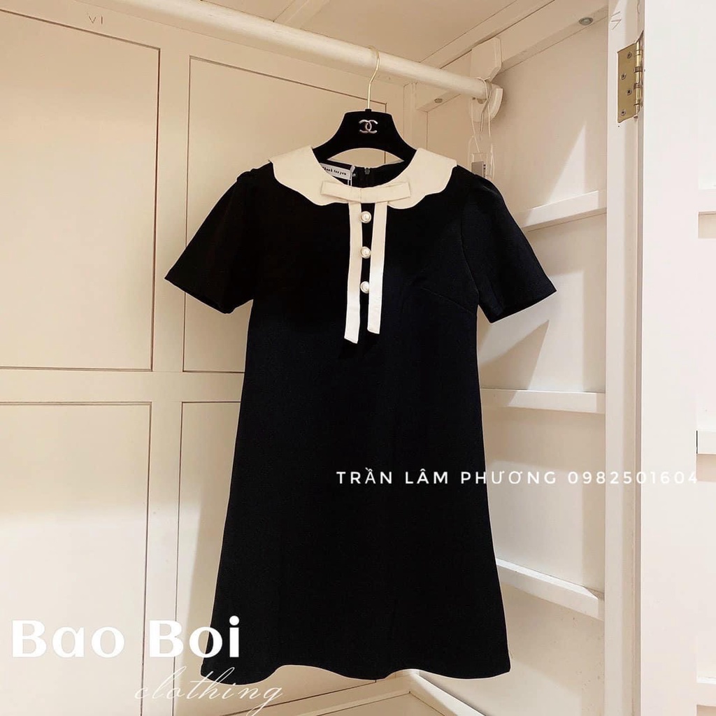 Váy suông đen cổ bèo Libre