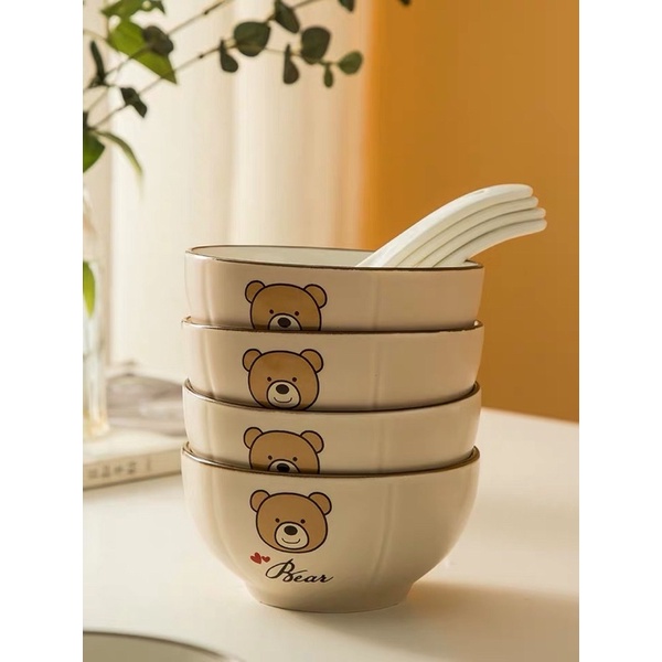 Set bát đĩa gấu nâu Brown Bear cực xinh