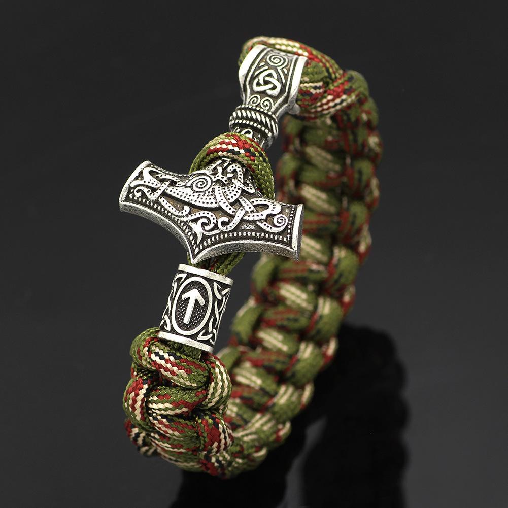 Vòng Tay Sinh Tồn Bằng Thép Không Gỉ Có Thể Điều Chỉnh Phong Cách Viking