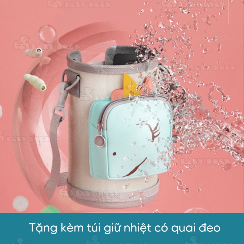 Bình uống nước giữ nhiệt cao cấp 550ml tặng kèm túi và phụ kiện ms1101692, bình đựng nước cho bé