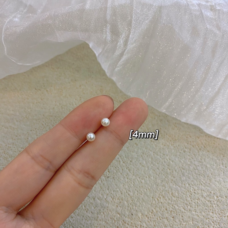 Bộ bông tai tròn đính ngọc trai nhân tạo thời trang
