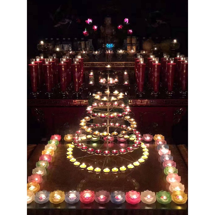 Đèn dược sư 108 ngọn , tháp đế nến 7 tầng  hợp kim ,  đế đèn cúng dường phật.