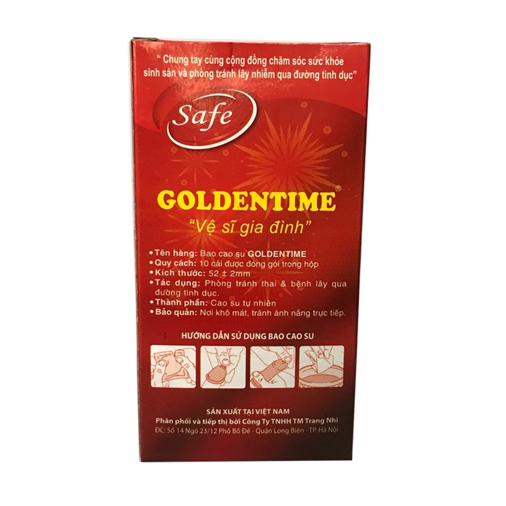 Bao cao su gia đình Goldentime Siêu Mỏng và Siêu Trơn - Hộp 10 Chiếc