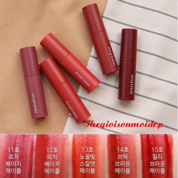 Son kem Innisfree Vivid Cotton Ink màu 14 đỏ cam gạch