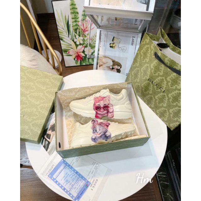 Hm(ẢNH THẬT) Giày Thể Thao Mèo Hồng đế 4p Da Mềm Êm Fullbox Bill Túi Lụa Cao Cấp