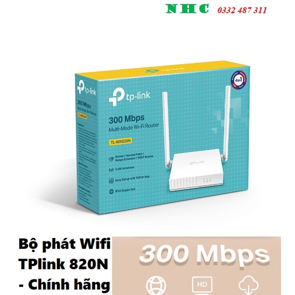 Bộ phát WiFi - Router WiFi TPlink TL-WR 820N chuẩn N tốc độ 300Mbps- Hàng chuẩn chính hãng