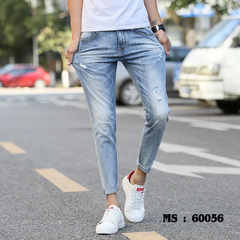 Quần jean nam co giãn rách ống côn JN5511