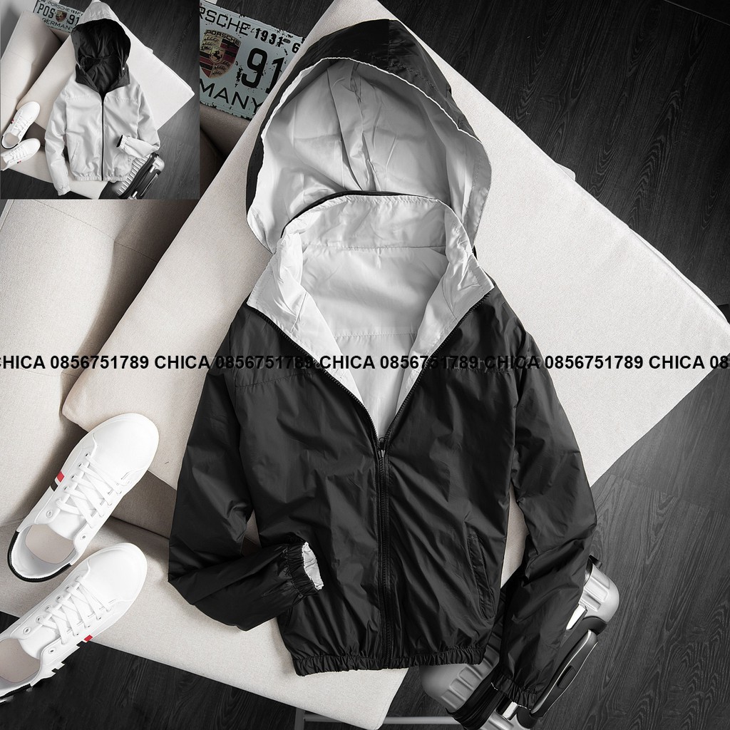 Áo khoác dù nam nữ CHICA SHOP chất vải gió chống nước 100% hàng cao cấp với 2 lớp 2 mặt 2 màu cực đẹp