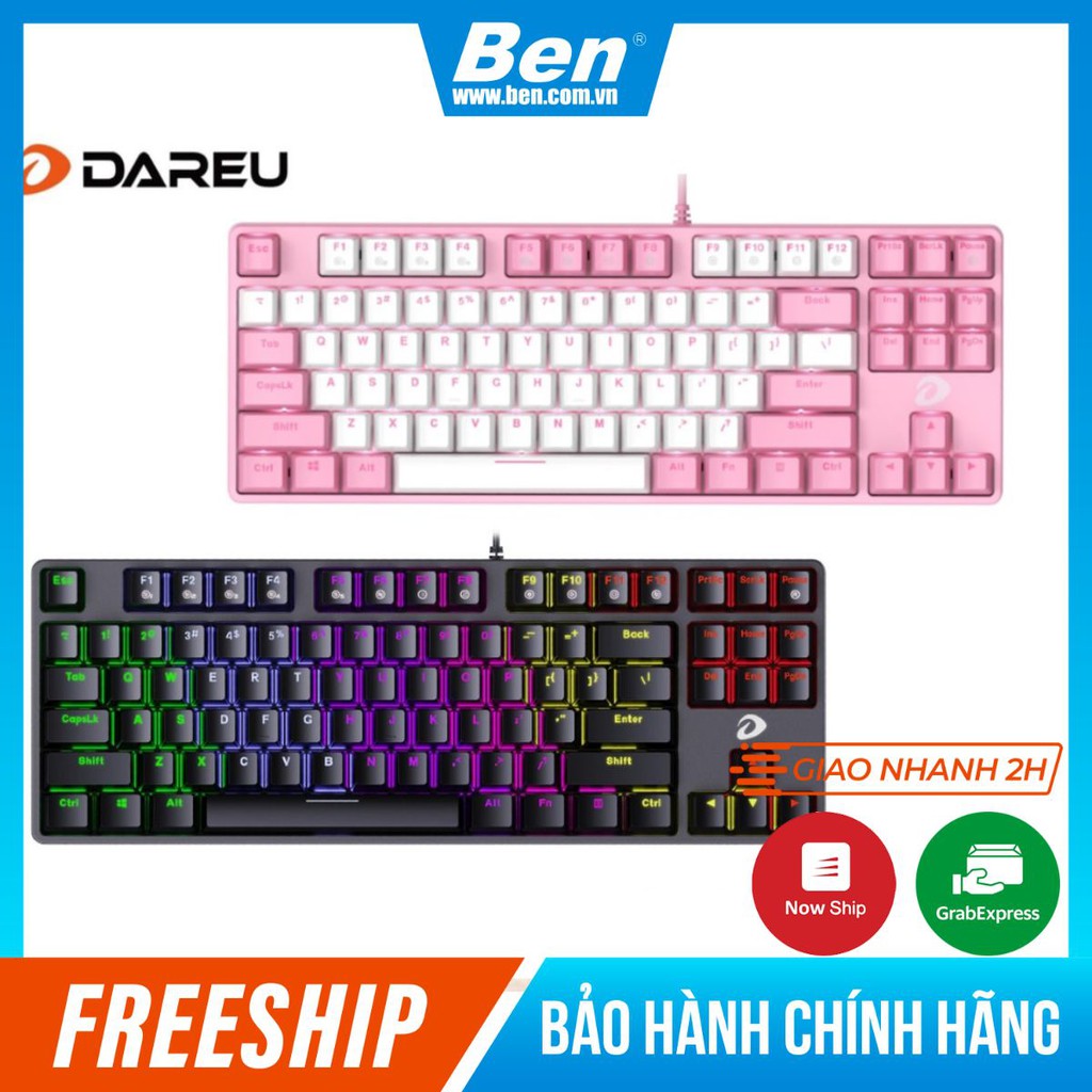 Bàn phím cơ DAREU EK87 PINKWHITE/ Black Gaming chính hãng BH 12 Tháng