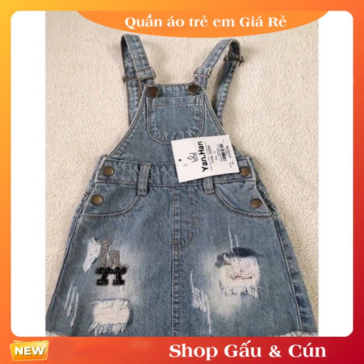 Yếm váy bò cho bé gái Hàng Quảng Châu chất bò mềm dày dặn size từ 10-16kg