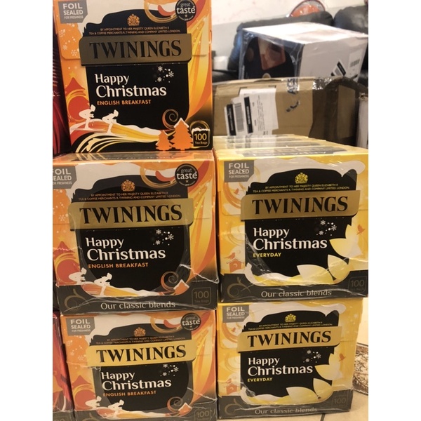 Trà túi lọc mùa giáng sinh UK Twinings Happy Christmas 4 hương vị hộp 80 gói và 100 gói