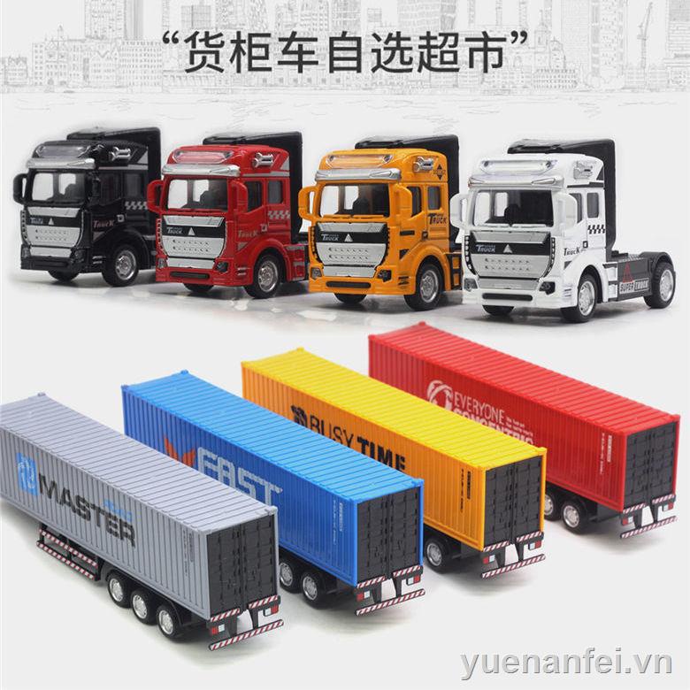 Hợp kim xe container xe tải mô hình giao thông vận tải mô phỏng kỹ thuật xe sơ mi rơ moóc container đồ chơi xe ô tô cậu bé trẻ em