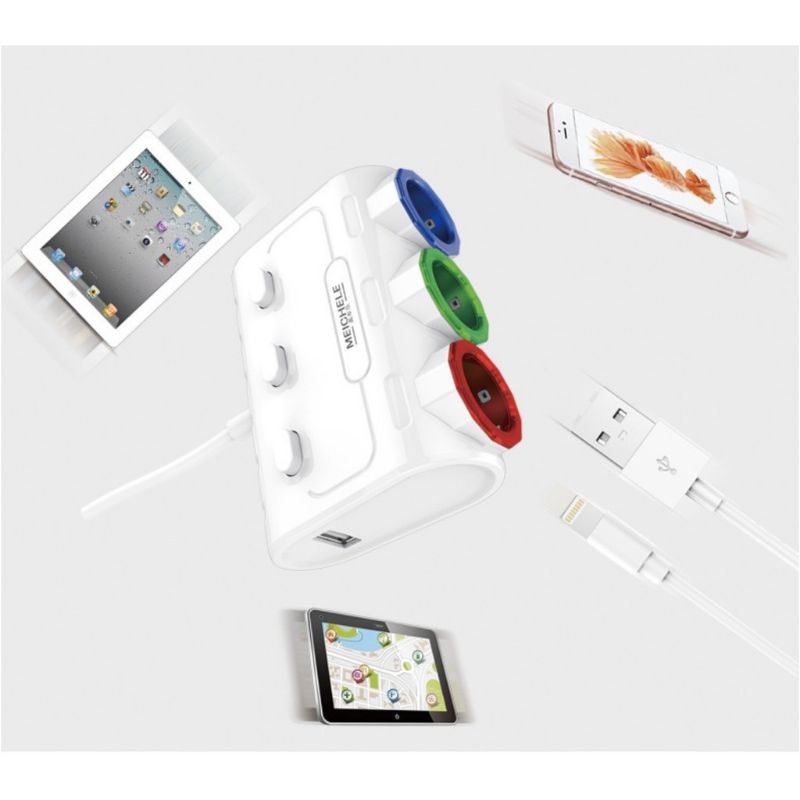 Bộ Chia Nguồn MEICHELE 3 TẨU 2 USB