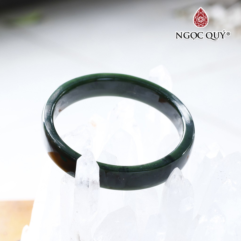 Vòng tay ngọc bích liền khối bản vuông nephrite - Ngọc Quý