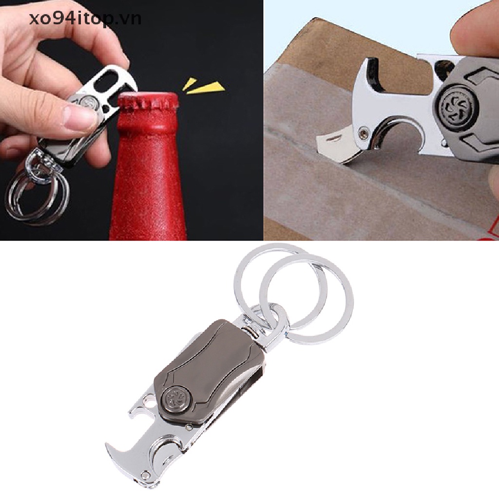 Móc Khóa Kiêm Dụng Cụ Mở Nắp Chai Tiện Lợi Có Thể Xoay Được