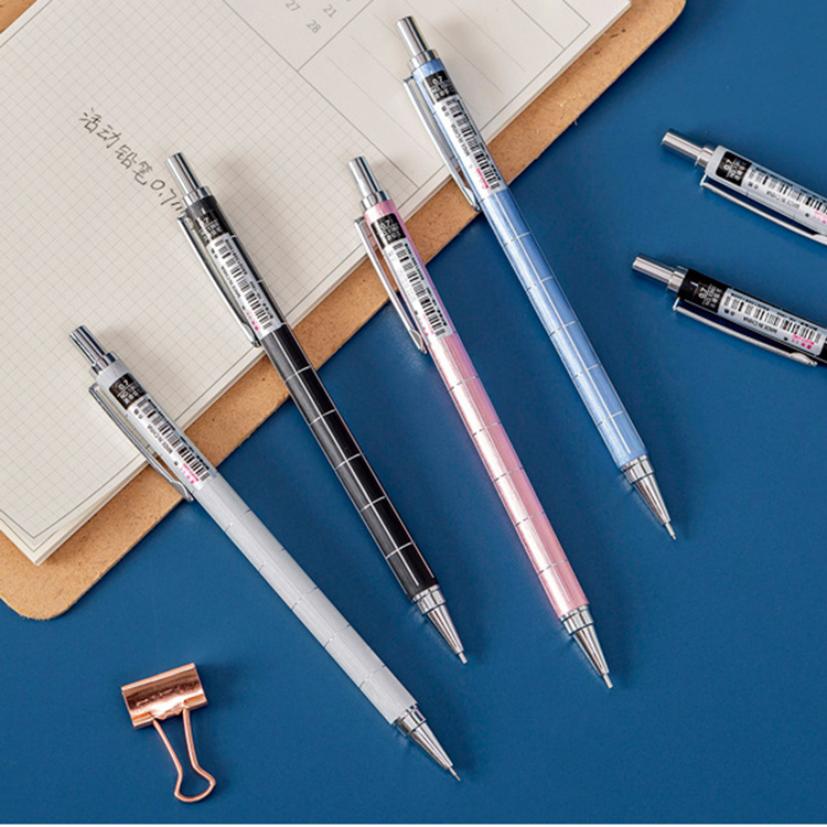 Bút chì bấm kim loại 0.5mm/0.7mm trọng tâm thấp có thể viết liên tục êm tay
