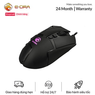 Chuột chơi game có dây e-dra em6502 pro black - chống nước - độ bền 50 triệu lượt click - 16000 dpi - led rgb