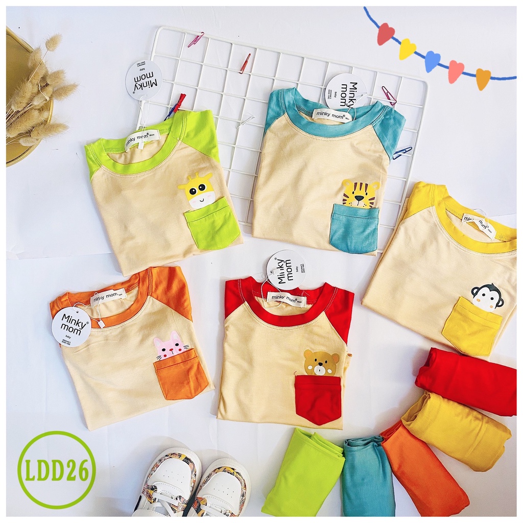 [LDD26] Bộ Dài Tay Thun Lạnh MINKY MOM CÓ SIZE ĐẠI Tay Raglan, Túi Ngực Mềm Mịn, Thoáng Mát, Hàng Chuẩn Đẹp Cho Bé